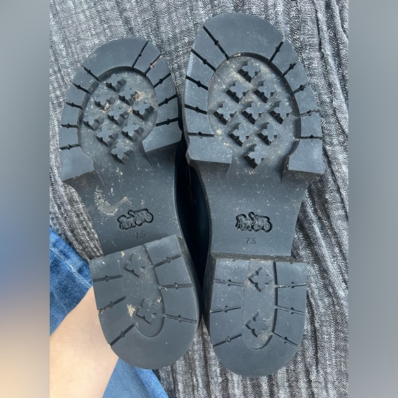 COACH Leah Loafer size 37.5 lug sole chunky black logo - Picture 4 of 4